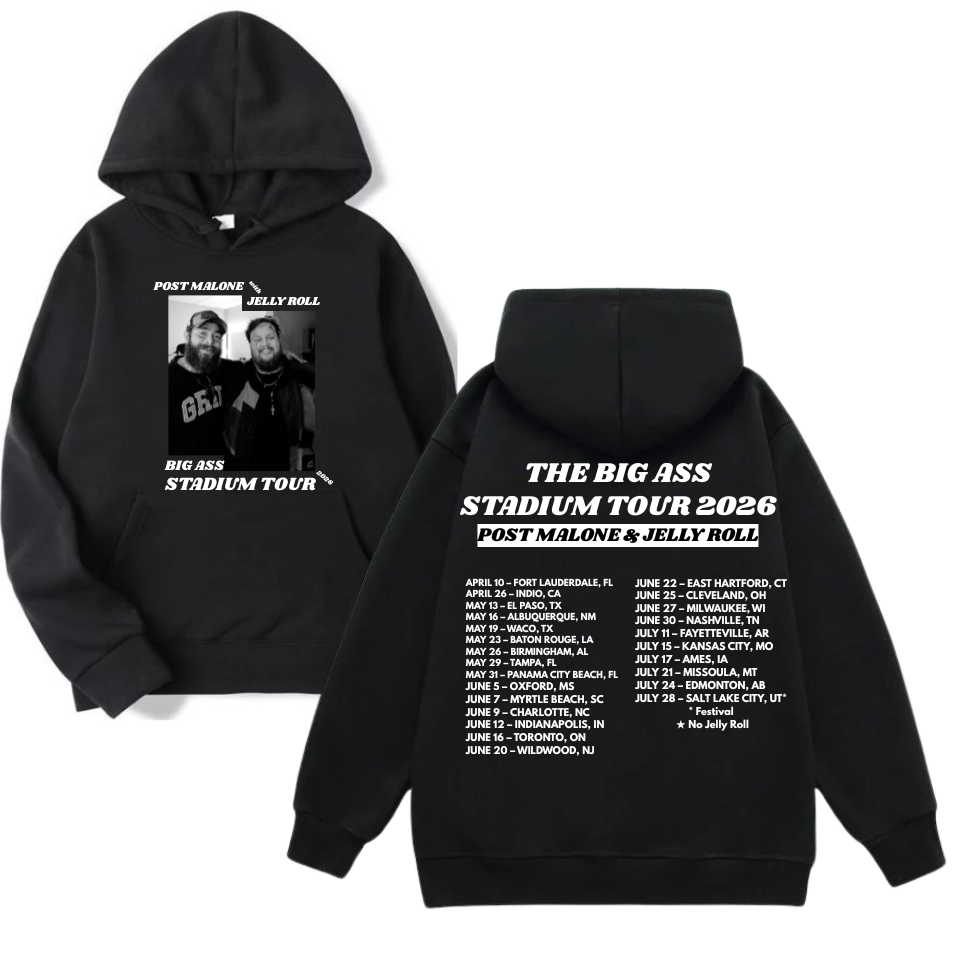 Post Malone & Jelly Roll Big Ass Stadium Tour Part 2 Hoodie Post Malone & Jelly Roll Big Ass Stadium Tour Part 2 Hoodie
