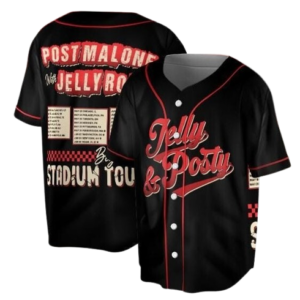Post Malone Jelly Roll Tour Baseball Jersey, 2026 Concert Merch Shirt