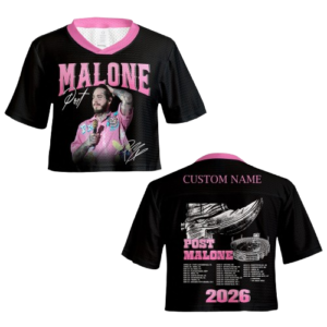 Post Malone Stadium Tour 2026 Crop Top Jersey, Concert Merch