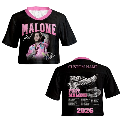 Post Malone Stadium Tour 2026 Crop Top Jersey, Concert Merch