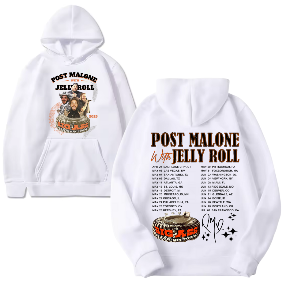 Post Malone & Jelly Roll Big Ass Stadium Tour Hoodie Post Malone & Jelly Roll Big Ass Stadium Tour Hoodie