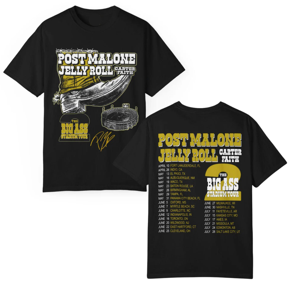 Post Malone, Jelly Roll & Carter Faith Big Ass Stadium Tour 2026 Shirt Post Malone, Jelly Roll & Carter Faith Big Ass Stadium Tour 2026 Shirt