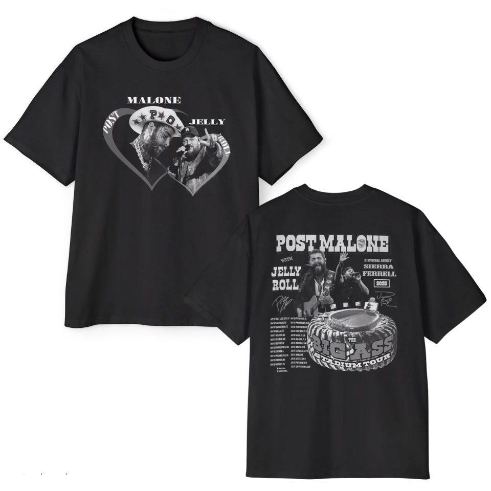 Post Malone With Jelly Roll Big Ass Stadium Tour Shirt Post Malone With Jelly Roll Big Ass Stadium Tour Shirt