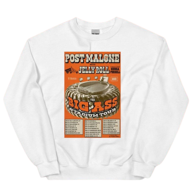 Post Malone with Jelly Roll Big Ass Stadium Tour Sweatshirt Post Malone with Jelly Roll Big Ass Stadium Tour Sweatshirt