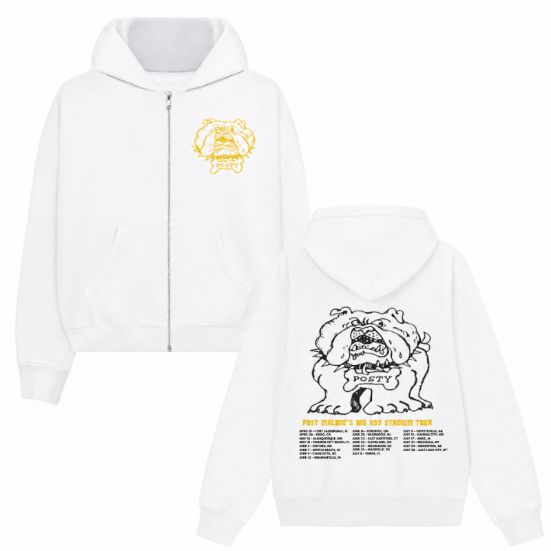 Posty Big Ass Stadium Tour Bulldog Zip Hoodie Posty Big Ass Stadium Tour Bulldog Zip Hoodie