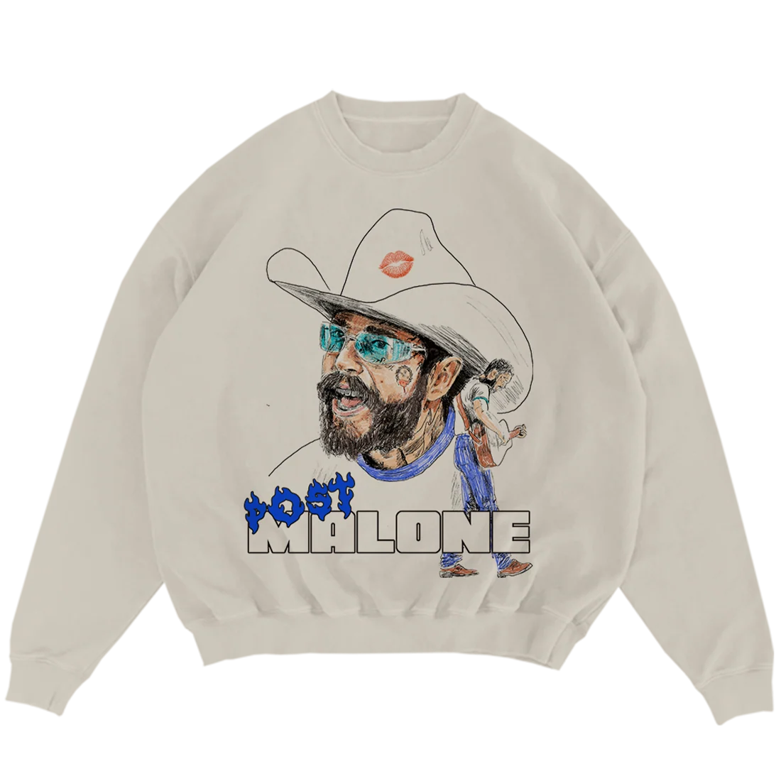 Post Malone Blue Flame Crewneck
